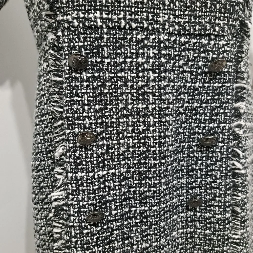 Nanette Lepore Boucle Double Breasted Sheath Mini Dress Black White Size 8 NWT - Picture 12 of 14